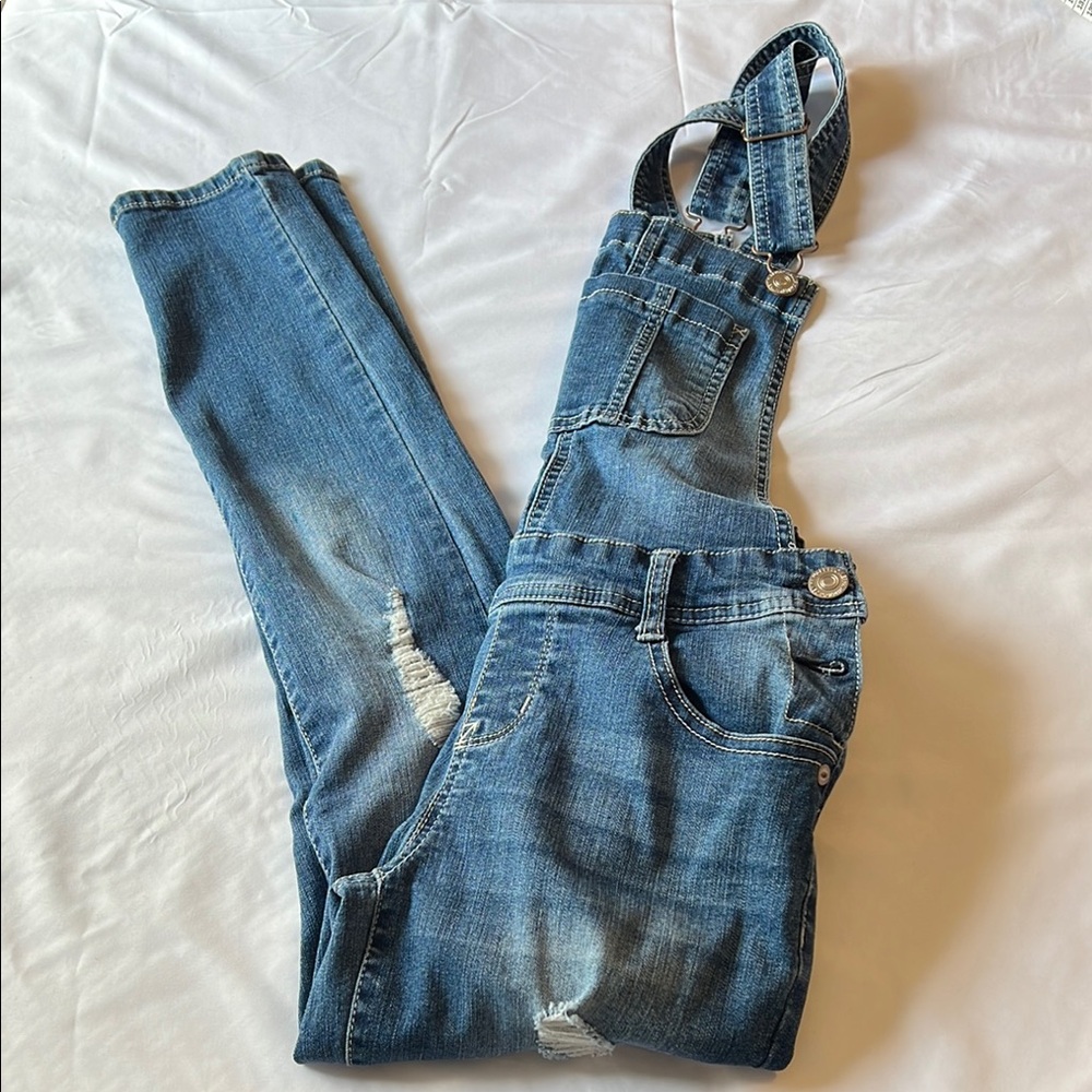 Wallflower Overalls Bibs Denim Distressed Women’s Size S EUC - Picture 6 of 10